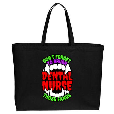 Funny Halloween Dental Nurse Vampire Fangs Brush Teeth Meaningful Gift Cotton Canvas Jumbo Tote