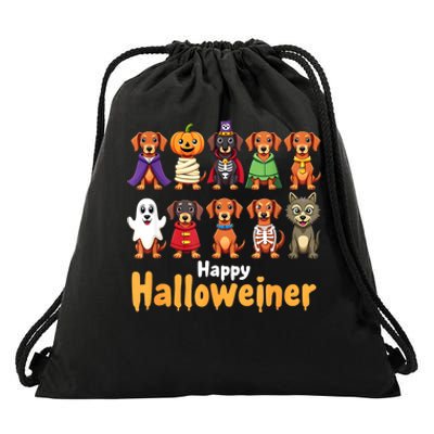 Funny Halloween Dog Lovers Dog Owners Happy Halloweiner Gift Drawstring Bag