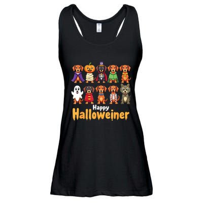 Funny Halloween Dog Lovers Dog Owners Happy Halloweiner Gift Ladies Essential Flowy Tank