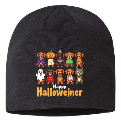 Funny Halloween Dog Lovers Dog Owners Happy Halloweiner Gift Sustainable Beanie