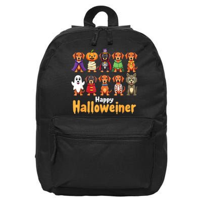 Funny Halloween Dog Lovers Dog Owners Happy Halloweiner Gift 16 in Basic Backpack