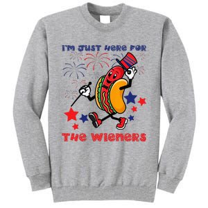 Funny Hot Dog I'm Just Here For The Wieners 4Th Of July Tall Sweatshirt