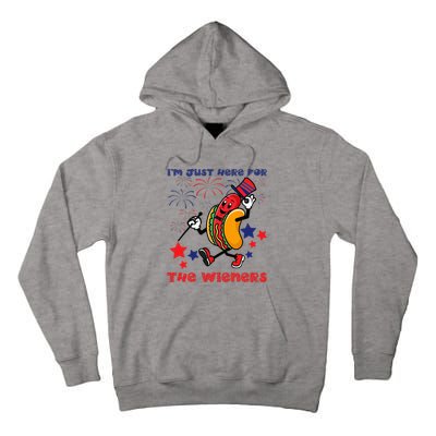 Funny Hot Dog I'm Just Here For The Wieners 4Th Of July Tall Hoodie