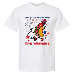 Funny Hot Dog I'm Just Here For The Wieners 4Th Of July Garment-Dyed Heavyweight T-Shirt