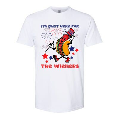 Funny Hot Dog I'm Just Here For The Wieners 4Th Of July Softstyle CVC T-Shirt