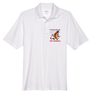 Funny Hot Dog I'm Just Here For The Wieners 4Th Of July Men's Origin Performance Pique Polo