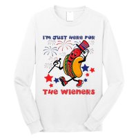 Funny Hot Dog I'm Just Here For The Wieners 4Th Of July Long Sleeve Shirt