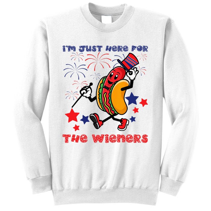 Funny Hot Dog I'm Just Here For The Wieners 4Th Of July Sweatshirt