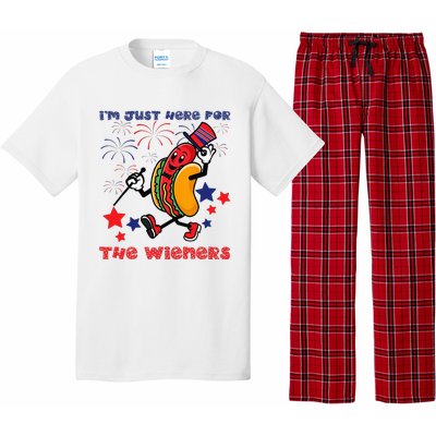 Funny Hot Dog I'm Just Here For The Wieners 4Th Of July Pajama Set