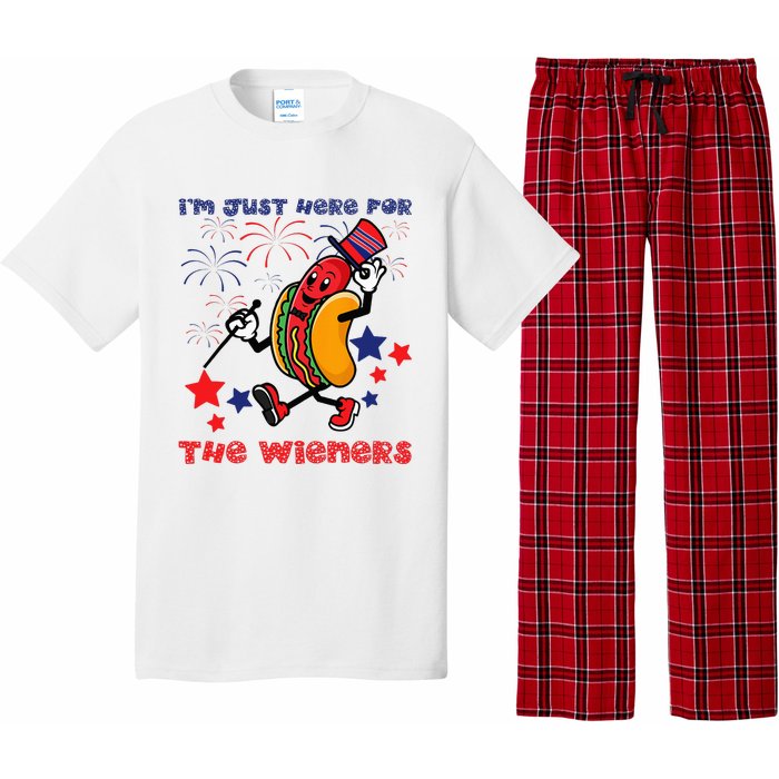 Funny Hot Dog I'm Just Here For The Wieners 4Th Of July Pajama Set