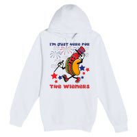 Funny Hot Dog I'm Just Here For The Wieners 4Th Of July Premium Pullover Hoodie