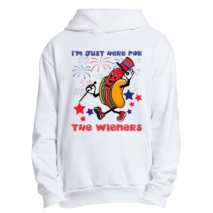 Funny Hot Dog I'm Just Here For The Wieners 4Th Of July Urban Pullover Hoodie