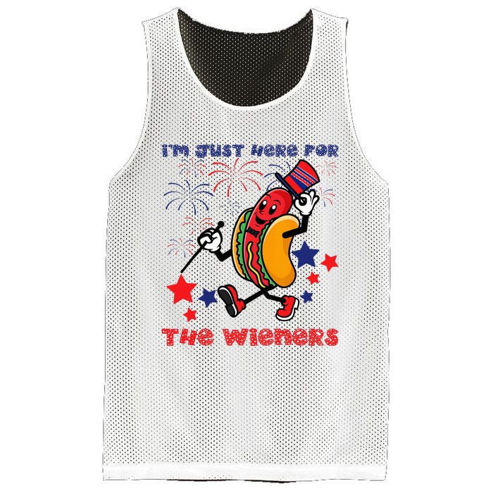 Funny Hot Dog I'm Just Here For The Wieners 4Th Of July Mesh Reversible Basketball Jersey Tank