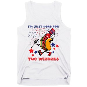 Funny Hot Dog I'm Just Here For The Wieners 4Th Of July Tank Top