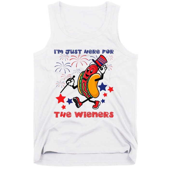 Funny Hot Dog I'm Just Here For The Wieners 4Th Of July Tank Top