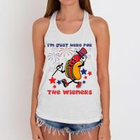 Funny Hot Dog I'm Just Here For The Wieners 4Th Of July Women's Knotted Racerback Tank