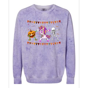 Funny Halloween Dabbing Skeleton Unicorn Zombie Pumpkin Dab Funny Gift Colorblast Crewneck Sweatshirt