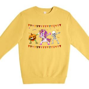 Funny Halloween Dabbing Skeleton Unicorn Zombie Pumpkin Dab Funny Gift Premium Crewneck Sweatshirt