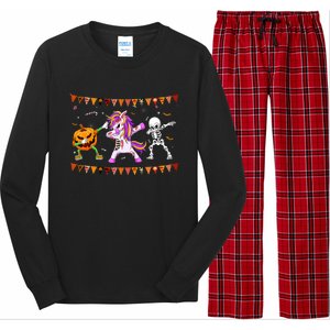 Funny Halloween Dabbing Skeleton Unicorn Zombie Pumpkin Dab Funny Gift Long Sleeve Pajama Set