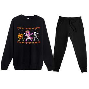 Funny Halloween Dabbing Skeleton Unicorn Zombie Pumpkin Dab Funny Gift Premium Crewneck Sweatsuit Set