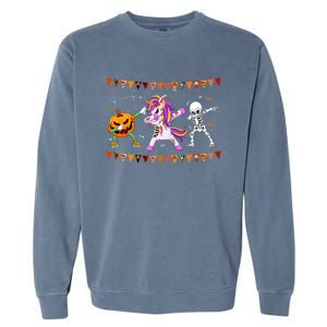 Funny Halloween Dabbing Skeleton Unicorn Zombie Pumpkin Dab Funny Gift Garment-Dyed Sweatshirt