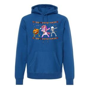 Funny Halloween Dabbing Skeleton Unicorn Zombie Pumpkin Dab Funny Gift Premium Hoodie