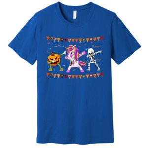 Funny Halloween Dabbing Skeleton Unicorn Zombie Pumpkin Dab Funny Gift Premium T-Shirt