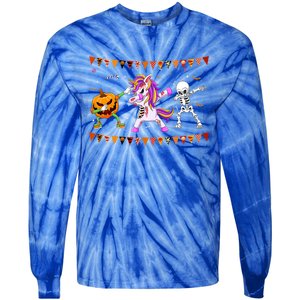 Funny Halloween Dabbing Skeleton Unicorn Zombie Pumpkin Dab Funny Gift Tie-Dye Long Sleeve Shirt