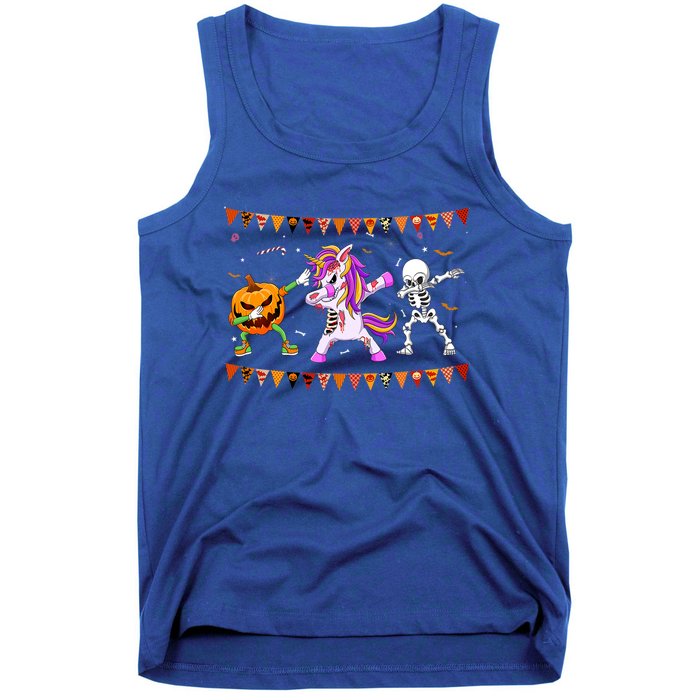 Funny Halloween Dabbing Skeleton Unicorn Zombie Pumpkin Dab Funny Gift Tank Top