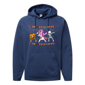 Funny Halloween Dabbing Skeleton Unicorn Zombie Pumpkin Dab Funny Gift Performance Fleece Hoodie