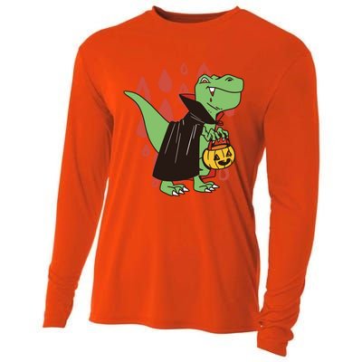 Funny Halloween Dinosaur T Rex Vampire Trick Rawr Treat Gift Cooling Performance Long Sleeve Crew