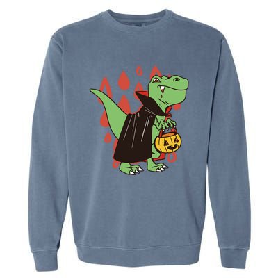 Funny Halloween Dinosaur T Rex Vampire Trick Rawr Treat Gift Garment-Dyed Sweatshirt