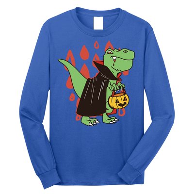 Funny Halloween Dinosaur T Rex Vampire Trick Rawr Treat Gift Long Sleeve Shirt