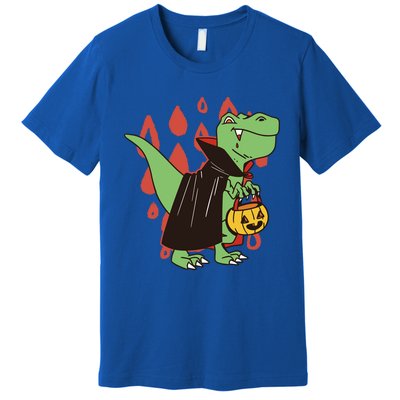 Funny Halloween Dinosaur T Rex Vampire Trick Rawr Treat Gift Premium T-Shirt