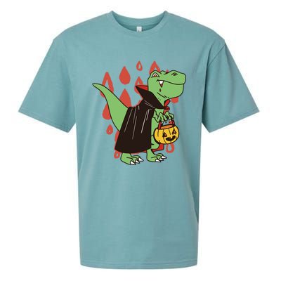 Funny Halloween Dinosaur T Rex Vampire Trick Rawr Treat Gift Sueded Cloud Jersey T-Shirt