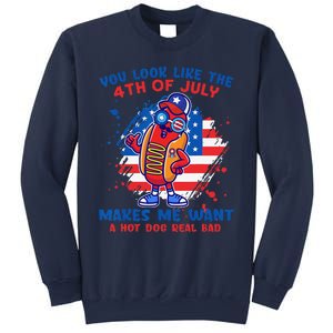 Funny Hot Dog Glasses Makes Me Want You Look Like 4th7 Day Sweatshirt