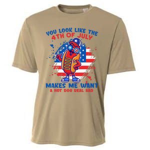 Funny Hot Dog Glasses Makes Me Want You Look Like 4th7 Day Cooling Performance Crew T-Shirt