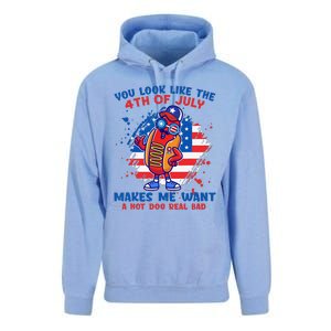 Funny Hot Dog Glasses Makes Me Want You Look Like 4th7 Day Unisex Surf Hoodie