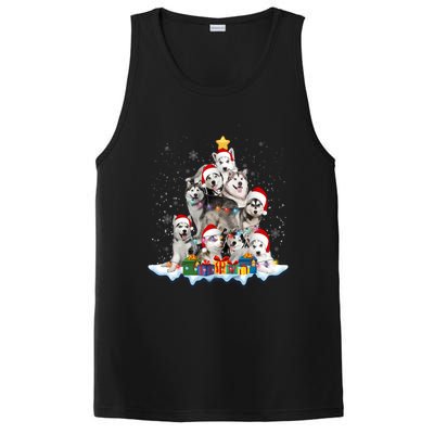 Funny Husky Dog Christmas Tree Cute Xmas Gift PosiCharge Competitor Tank