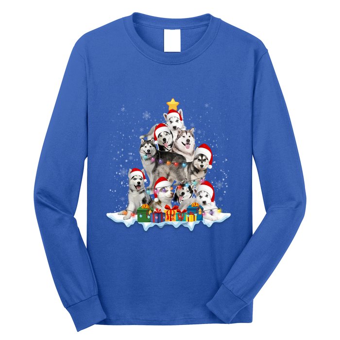 Funny Husky Dog Christmas Tree Cute Xmas Gift Long Sleeve Shirt