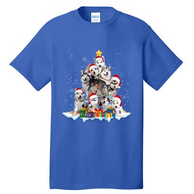 Funny Husky Dog Christmas Tree Cute Xmas Gift Tall T-Shirt