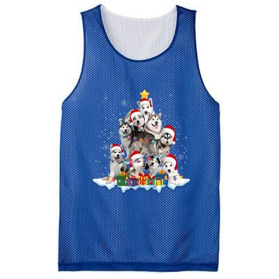 Funny Husky Dog Christmas Tree Cute Xmas Gift Mesh Reversible Basketball Jersey Tank