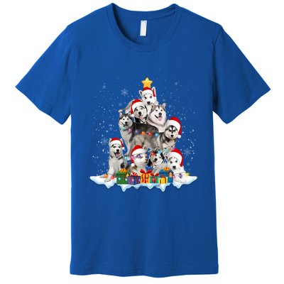 Funny Husky Dog Christmas Tree Cute Xmas Gift Premium T-Shirt