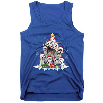 Funny Husky Dog Christmas Tree Cute Xmas Gift Tank Top