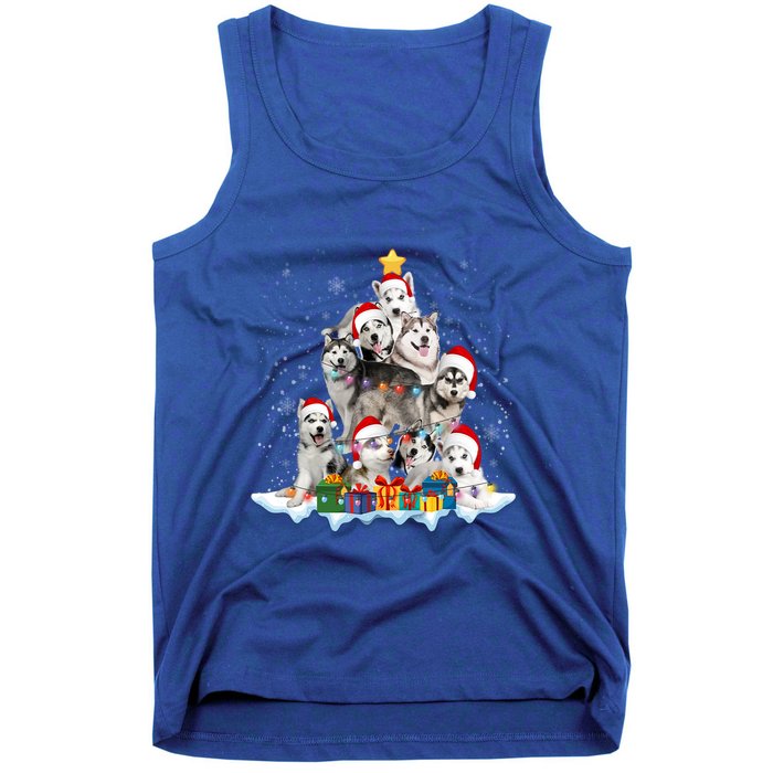 Funny Husky Dog Christmas Tree Cute Xmas Gift Tank Top