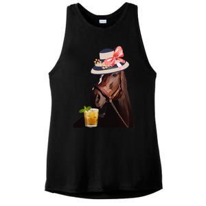 Funny Horse Derby Party Blue Classic Fit Round Ladies PosiCharge Tri-Blend Wicking Tank