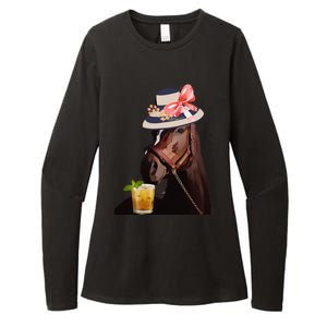 Funny Horse Derby Party Blue Classic Fit Round Womens CVC Long Sleeve Shirt