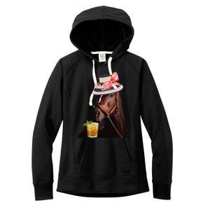 Funny Horse Derby Party Blue Classic Fit Round Women's Fleece Hoodie