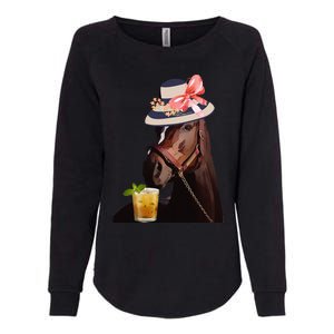 Funny Horse Derby Party Blue Classic Fit Round Womens California Wash Sweatshirt