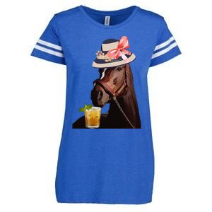 Funny Horse Derby Party Blue Classic Fit Round Enza Ladies Jersey Football T-Shirt